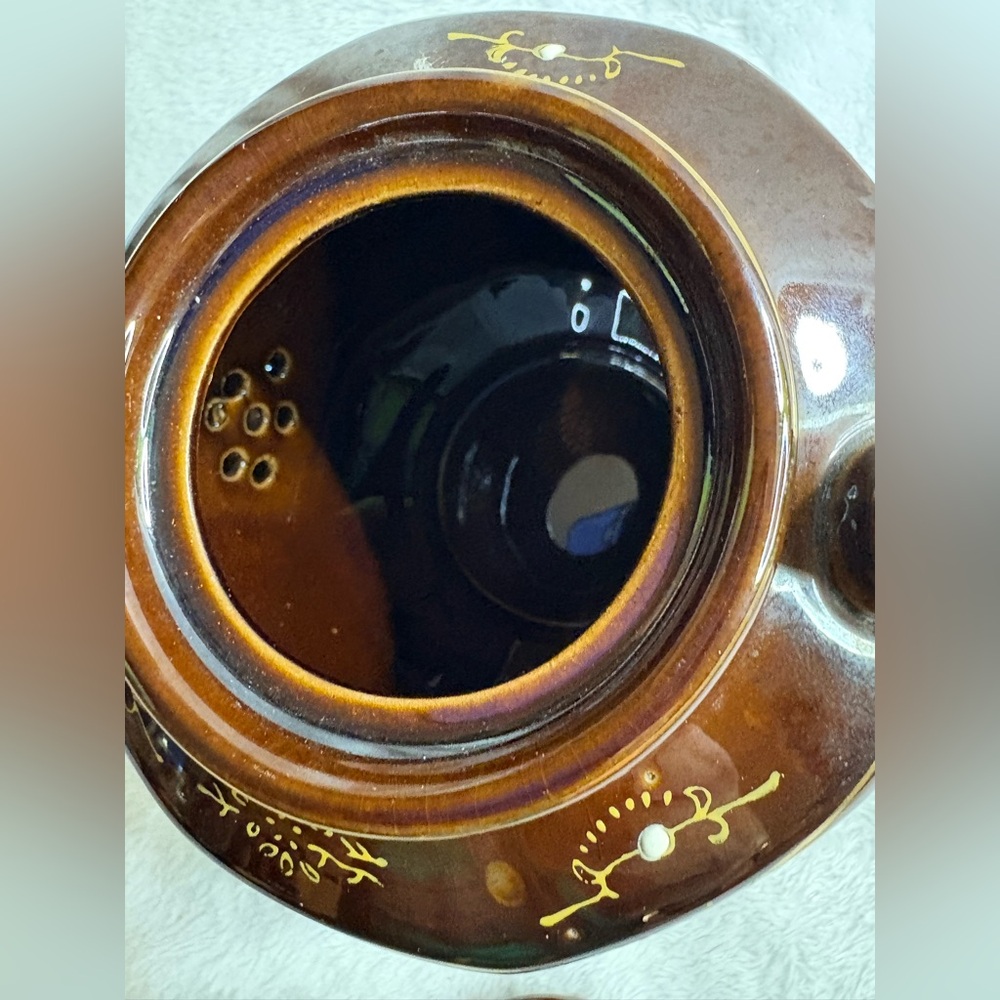 Brown Tea Pot Hand Painted Home Decor Floral Ceramic 6” Royalty 13.7oz Fancy Fun - Picture 5 of 14